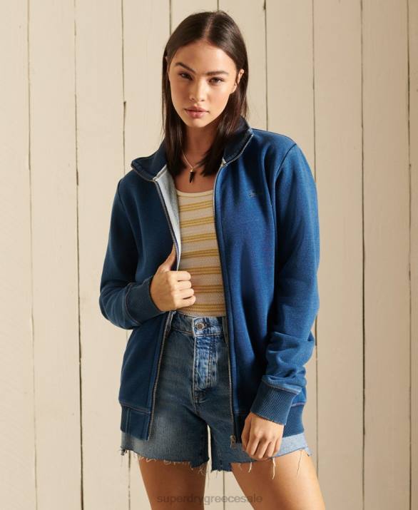 Loose fit vintage λογότυπο κεντημένο με φερμουάρ πάνω μέρος γυναίκες είδη ένδυσης τουρκουάζ Superdry L02L5968