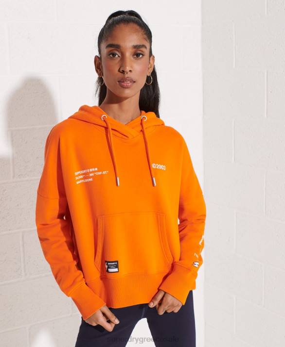 cooperate λογότυπο crop hoodie γυναίκες είδη ένδυσης πορτοκάλι Superdry L02L6145