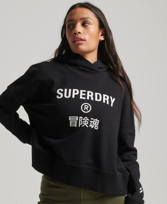 core sport crop box hoodie γυναίκες είδη ένδυσης μαύρος Superdry L02L2302