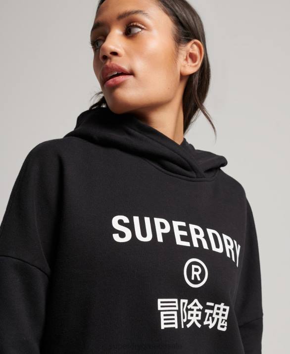 core sport crop box hoodie γυναίκες είδη ένδυσης μαύρος Superdry L02L2302