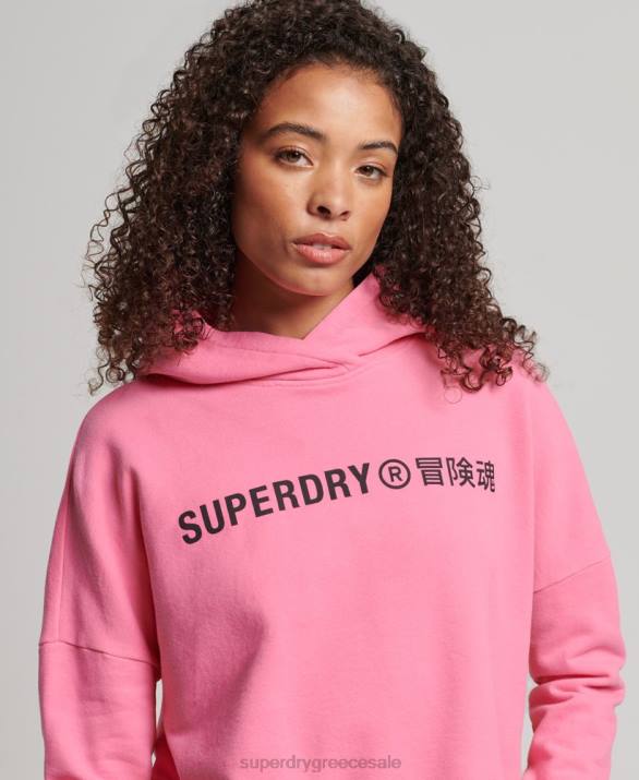 core sport crop box hoodie γυναίκες είδη ένδυσης ροζ Superdry L02L2303