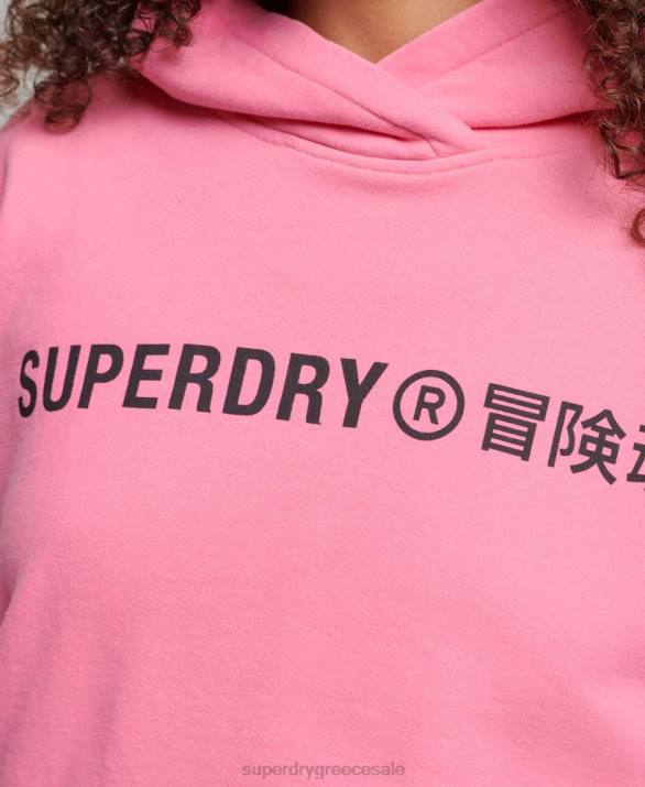 core sport crop box hoodie γυναίκες είδη ένδυσης ροζ Superdry L02L2303