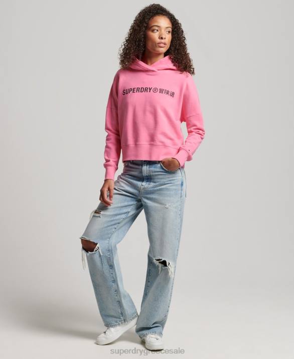 core sport crop box hoodie γυναίκες είδη ένδυσης ροζ Superdry L02L2303