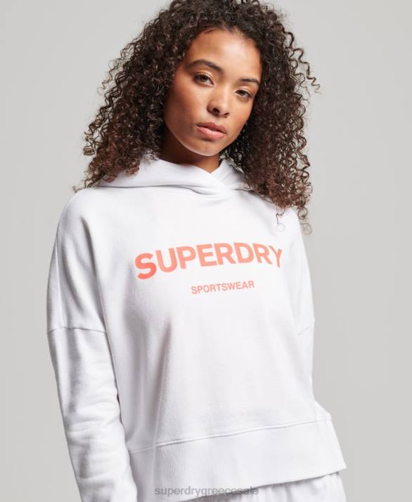 core sport crop box hoodie γυναίκες είδη ένδυσης άσπρο Superdry L02L3359