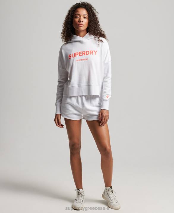 core sport crop box hoodie γυναίκες είδη ένδυσης άσπρο Superdry L02L3359