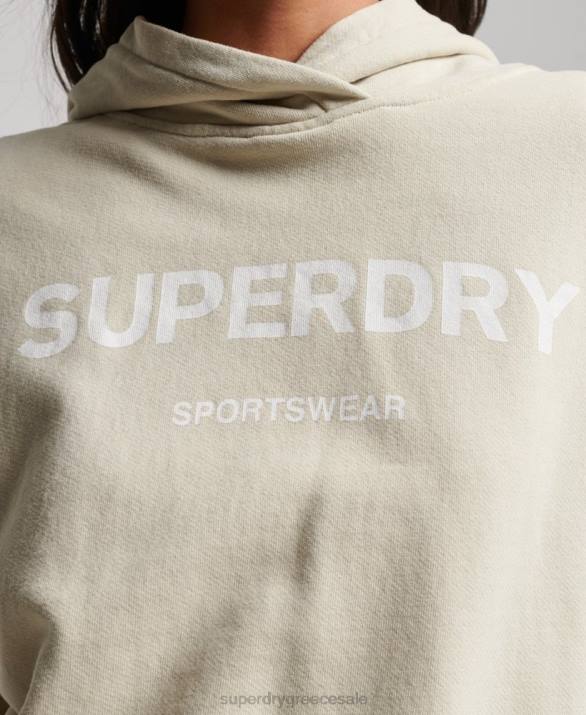 core sport crop box hoodie γυναίκες είδη ένδυσης μπεζ Superdry L02L3360