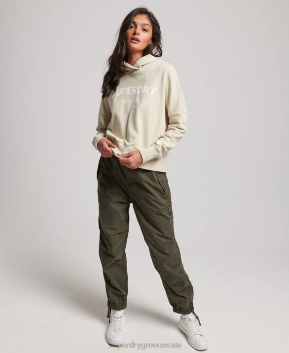 core sport crop box hoodie γυναίκες είδη ένδυσης μπεζ Superdry L02L3360