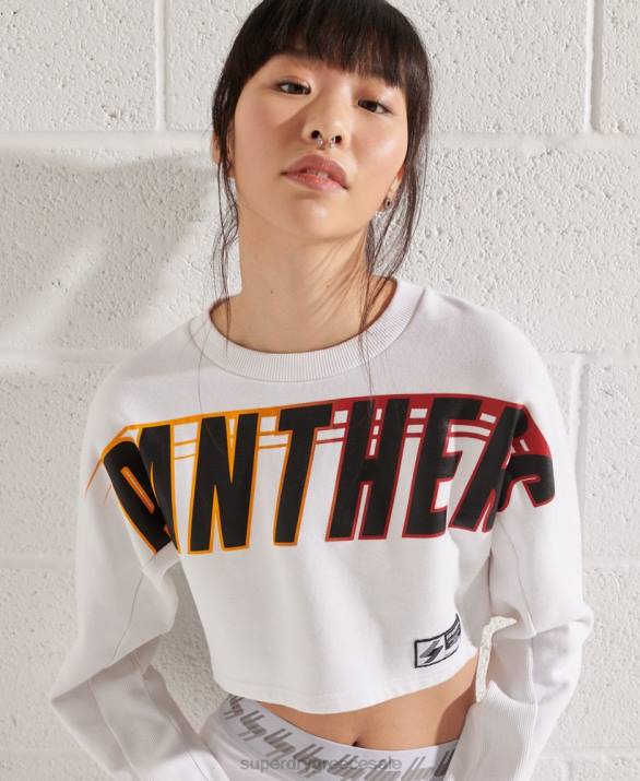 franchise cropped φούτερ batwing crew γυναίκες είδη ένδυσης άσπρο Superdry L02L3488