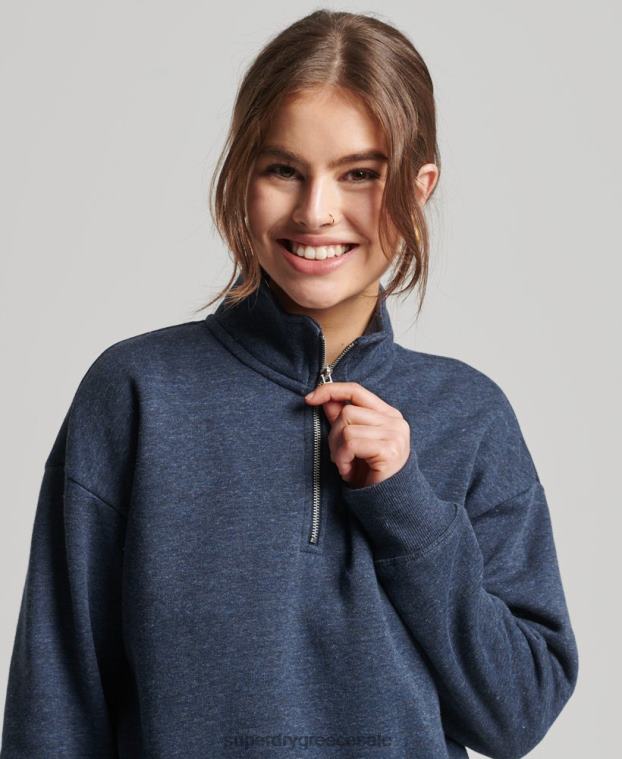 φούτερ henley vintage λογότυπο από οργανικό βαμβάκι γυναίκες Superdry είδη ένδυσης 00T2R5845 ΠΟΛΕΜΙΚΟ ΝΑΥΤΙΚΟ