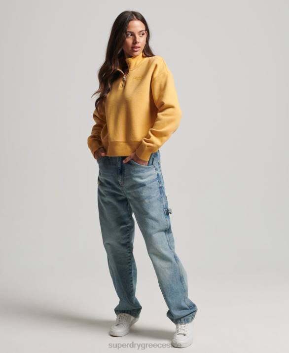φούτερ henley vintage λογότυπο από οργανικό βαμβάκι γυναίκες είδη ένδυσης κίτρινος Superdry L02L3372