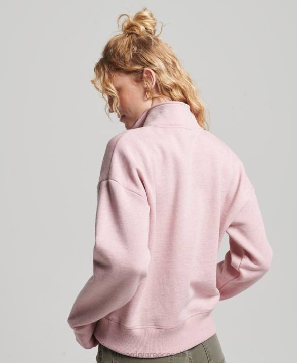 φούτερ henley vintage λογότυπο από οργανικό βαμβάκι γυναίκες είδη ένδυσης ροζ Superdry L02L3404