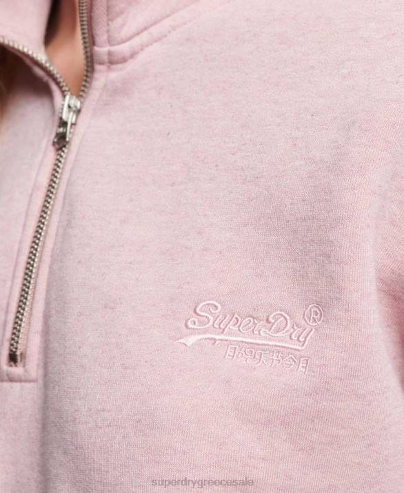 φούτερ henley vintage λογότυπο από οργανικό βαμβάκι γυναίκες είδη ένδυσης ροζ Superdry L02L3404