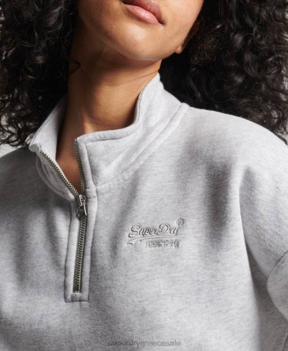 φούτερ henley vintage λογότυπο από οργανικό βαμβάκι γυναίκες είδη ένδυσης ανοιχτό γκρι Superdry L02L5883