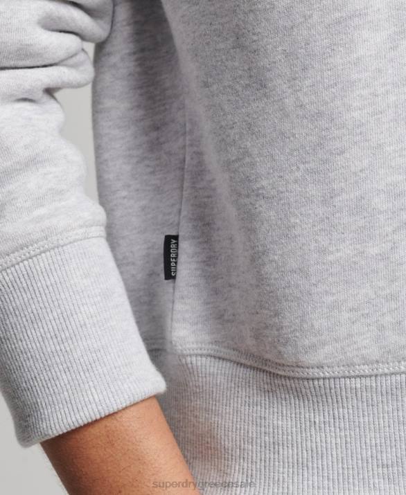 φούτερ henley vintage λογότυπο από οργανικό βαμβάκι γυναίκες είδη ένδυσης ανοιχτό γκρι Superdry L02L5883