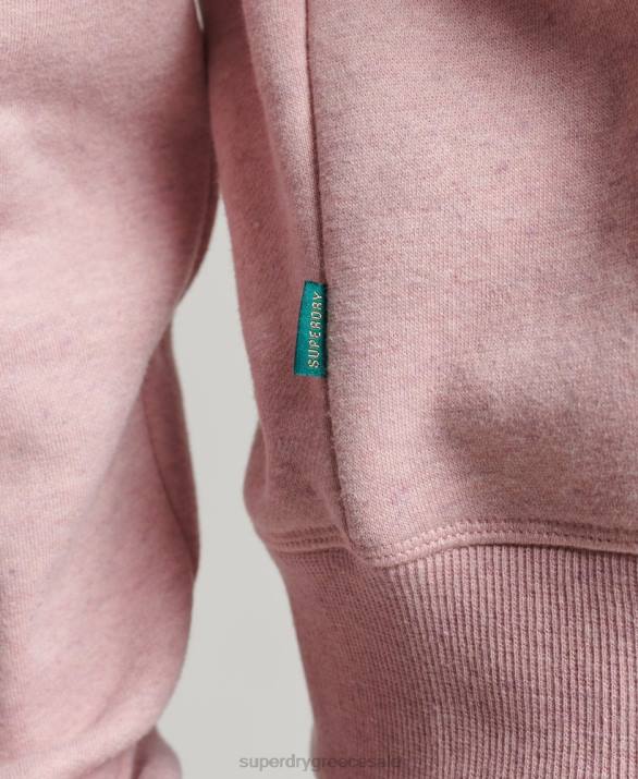 φούτερ henley vintage λογότυπο από οργανικό βαμβάκι γυναίκες είδη ένδυσης ροζ Superdry L02L5886