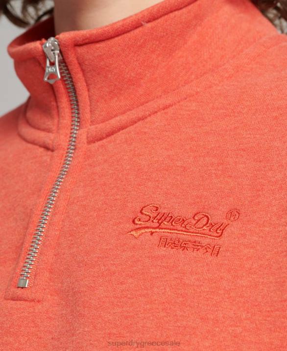φούτερ henley vintage λογότυπο από οργανικό βαμβάκι γυναίκες είδη ένδυσης πορτοκάλι Superdry L02L5891