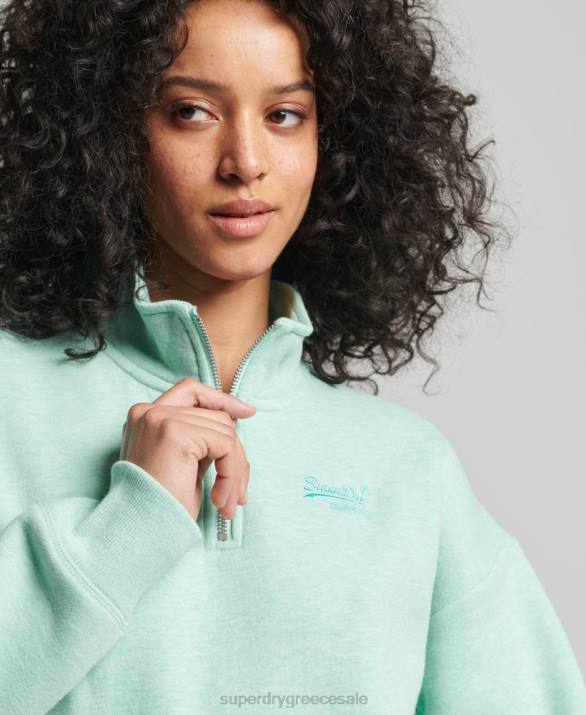 φούτερ henley vintage λογότυπο από οργανικό βαμβάκι γυναίκες είδη ένδυσης πράσινος Superdry L02L5893