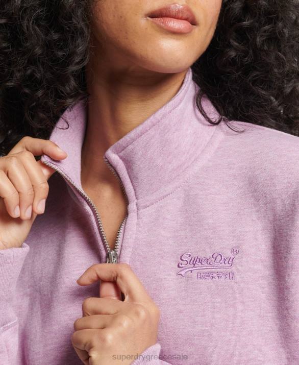 φούτερ henley vintage λογότυπο από οργανικό βαμβάκι γυναίκες είδη ένδυσης μωβ Superdry L02L5926