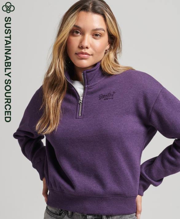 φούτερ henley vintage λογότυπο από οργανικό βαμβάκι γυναίκες είδη ένδυσης μωβ Superdry L02L5999