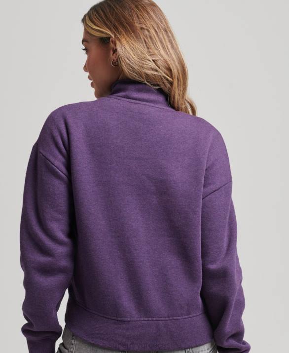 φούτερ henley vintage λογότυπο από οργανικό βαμβάκι γυναίκες είδη ένδυσης μωβ Superdry L02L5999