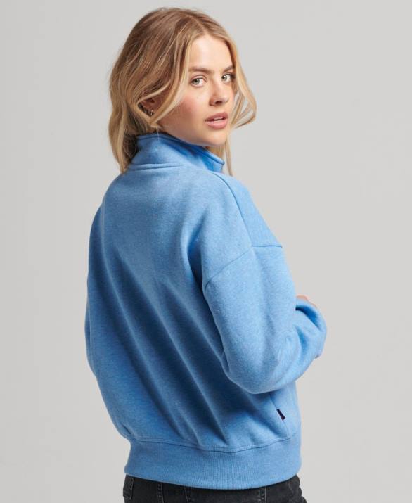 φούτερ henley vintage λογότυπο από οργανικό βαμβάκι γυναίκες είδη ένδυσης μπλε Superdry L02L6011
