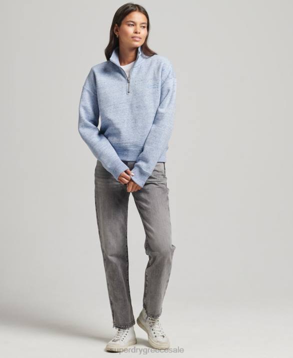 φούτερ henley vintage λογότυπο από οργανικό βαμβάκι γυναίκες είδη ένδυσης γαλάζιο Superdry L02L6105