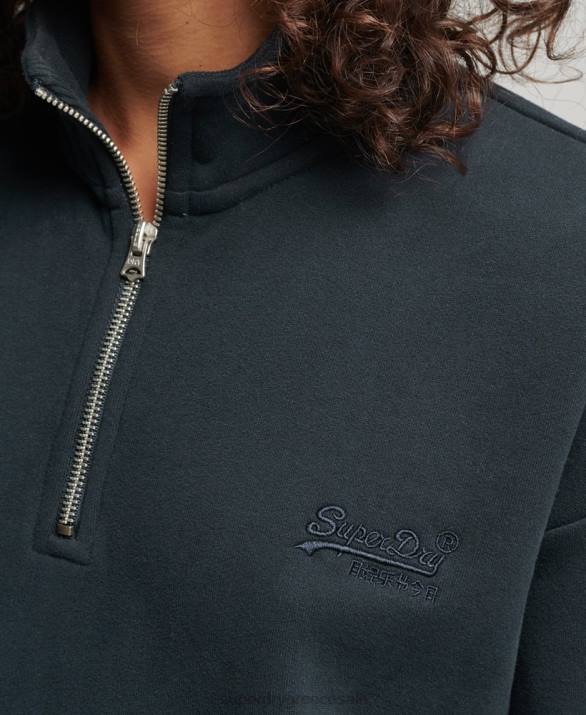 φούτερ henley vintage λογότυπο από οργανικό βαμβάκι γυναίκες είδη ένδυσης ΠΟΛΕΜΙΚΟ ΝΑΥΤΙΚΟ Superdry L02L6649