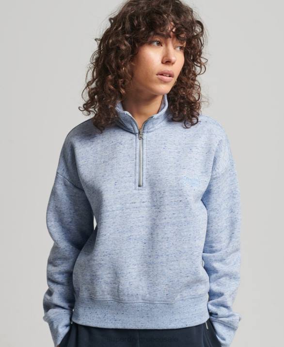 φούτερ henley vintage λογότυπο από οργανικό βαμβάκι γυναίκες είδη ένδυσης γαλάζιο Superdry L02L6711