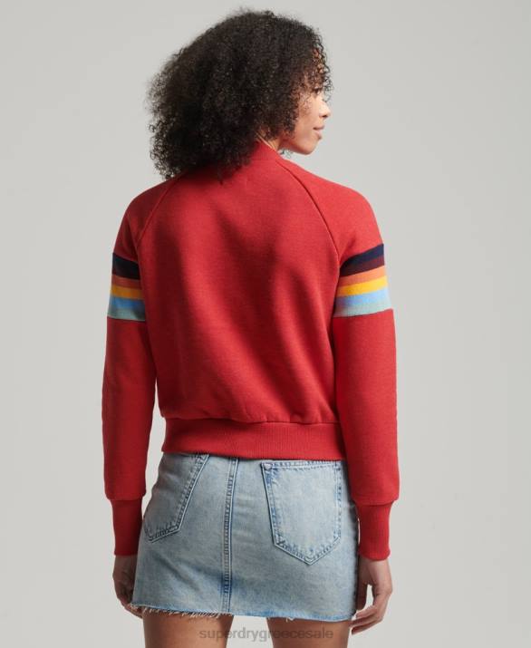 vintage Cali ριγέ cropped φούτερ πληρώματος γυναίκες είδη ένδυσης το κόκκινο Superdry L02L3468