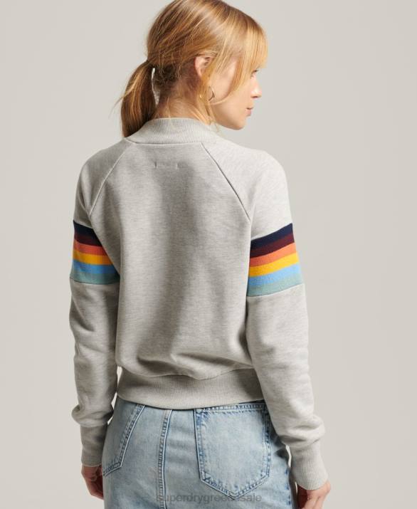 vintage Cali ριγέ cropped φούτερ πληρώματος γυναίκες είδη ένδυσης ανοιχτό γκρι Superdry L02L3482