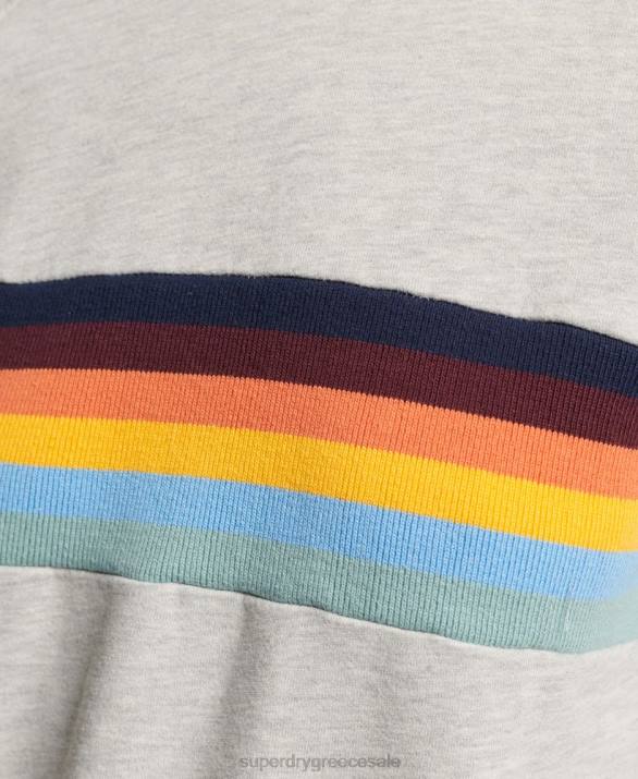 vintage Cali ριγέ cropped φούτερ πληρώματος γυναίκες είδη ένδυσης ανοιχτό γκρι Superdry L02L3482