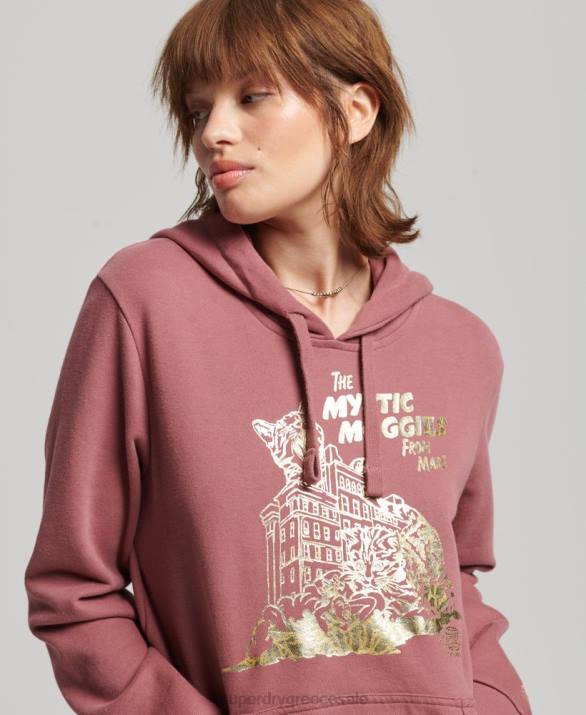 vintage b-movie hoodie γυναίκες είδη ένδυσης ροζ Superdry L02L5774