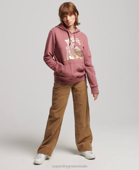 vintage b-movie hoodie γυναίκες είδη ένδυσης ροζ Superdry L02L5774