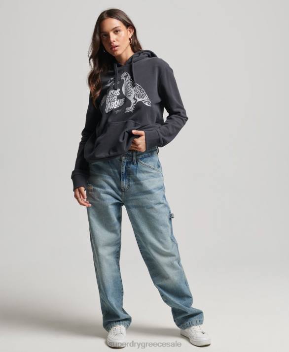 vintage b-movie hoodie γυναίκες είδη ένδυσης σκούρο γκρι Superdry L02L6097