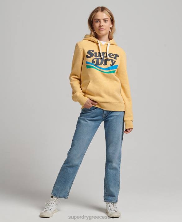 vintage cooper nostalgia hoodie γυναίκες είδη ένδυσης κίτρινος Superdry L02L5867
