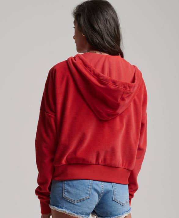 vintage crop κουκούλα με φερμουάρ γυναίκες είδη ένδυσης το κόκκινο Superdry L02L6010