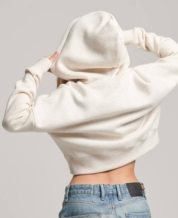 vintage λογότυπο crop hoodie γυναίκες είδη ένδυσης κρέμα Superdry L02L1977