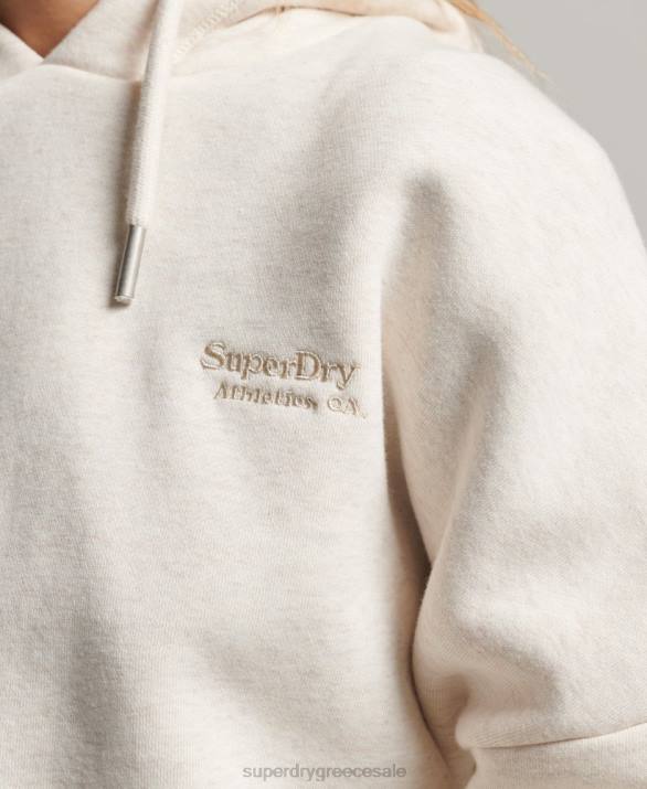 vintage λογότυπο crop hoodie γυναίκες είδη ένδυσης κρέμα Superdry L02L1977