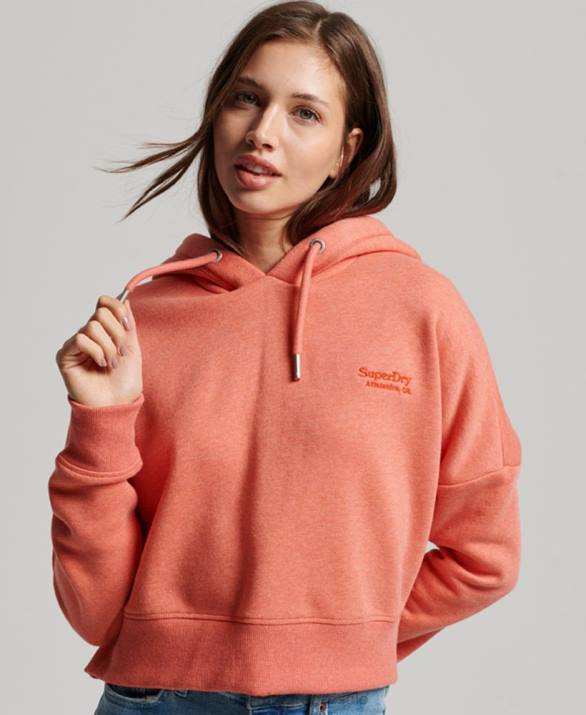 vintage λογότυπο crop hoodie γυναίκες είδη ένδυσης κοράλλι Superdry L02L3366