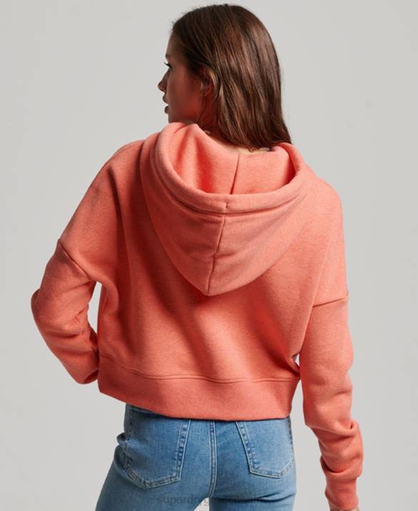 vintage λογότυπο crop hoodie γυναίκες είδη ένδυσης κοράλλι Superdry L02L3366