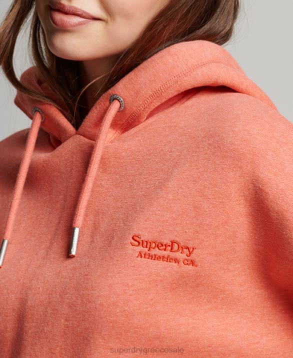 vintage λογότυπο crop hoodie γυναίκες είδη ένδυσης κοράλλι Superdry L02L3366