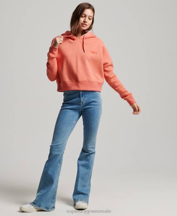 vintage λογότυπο crop hoodie γυναίκες είδη ένδυσης κοράλλι Superdry L02L3366
