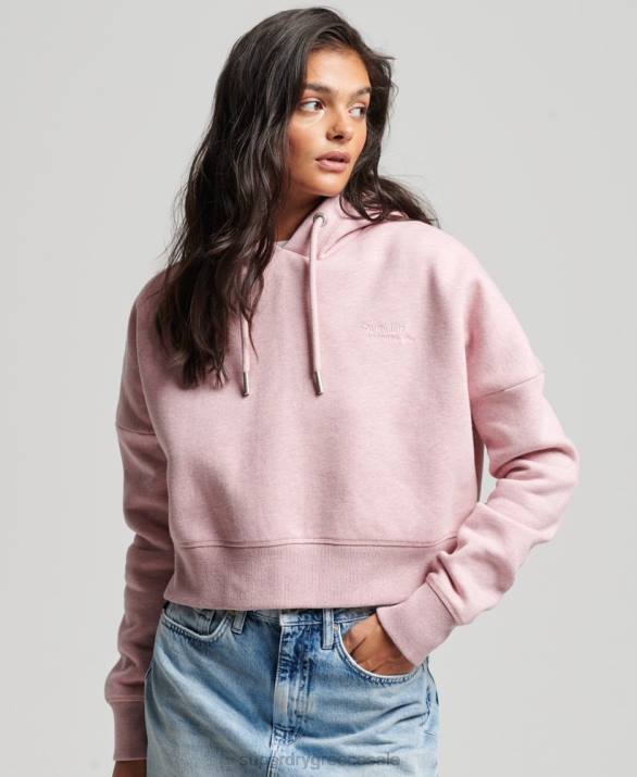 vintage λογότυπο crop hoodie γυναίκες είδη ένδυσης ροζ Superdry L02L3430