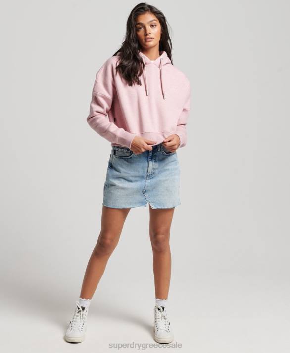 vintage λογότυπο crop hoodie γυναίκες είδη ένδυσης ροζ Superdry L02L3430