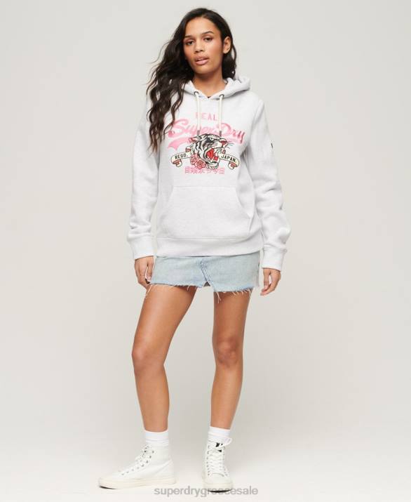 vintage λογότυπο αφηγηματικό hoodie γυναίκες είδη ένδυσης ανοιχτό γκρι Superdry L02L2108