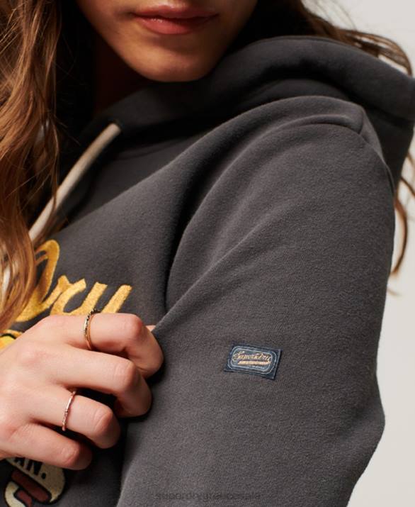 vintage λογότυπο αφηγηματικό hoodie γυναίκες είδη ένδυσης σκούρο γκρι Superdry L02L2128