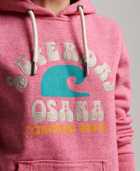 vintage υπέροχο hoodie σε εξωτερικούς χώρους γυναίκες είδη ένδυσης ροζ Superdry L02L2257