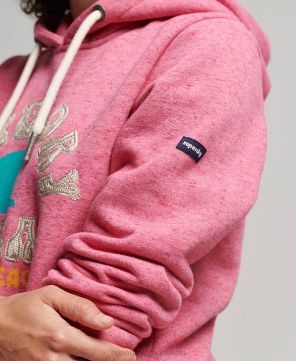 vintage υπέροχο hoodie σε εξωτερικούς χώρους γυναίκες είδη ένδυσης ροζ Superdry L02L2257