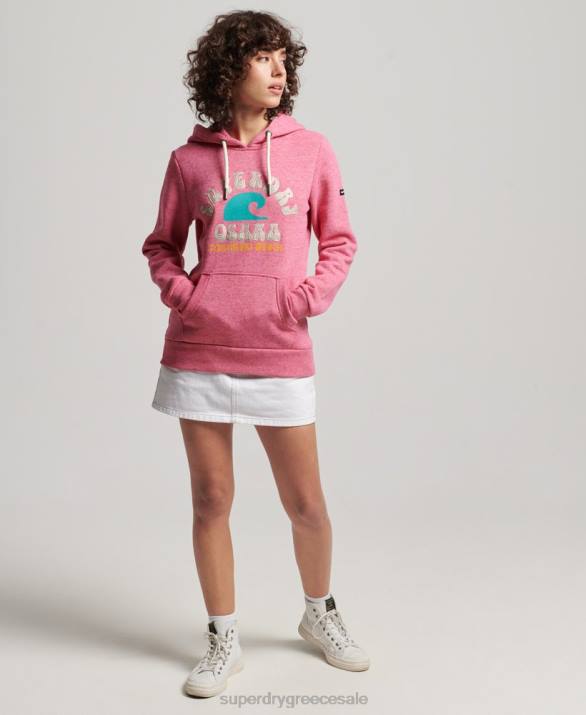 vintage υπέροχο hoodie σε εξωτερικούς χώρους γυναίκες είδη ένδυσης ροζ Superdry L02L2257
