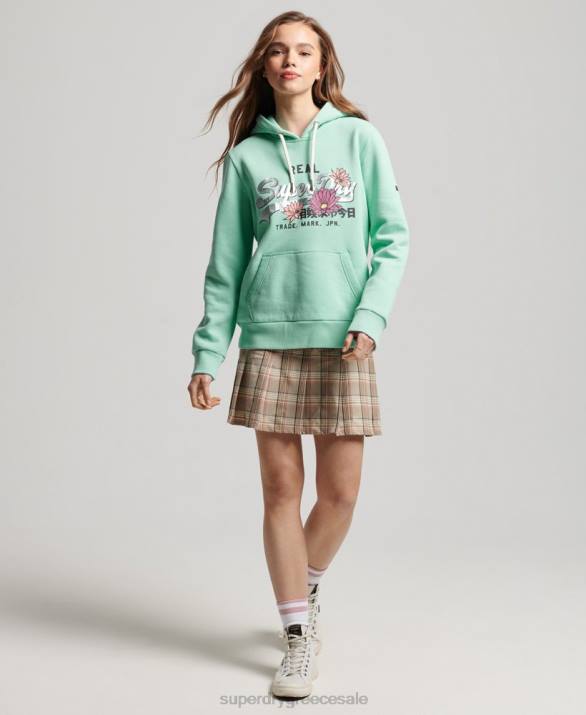vintage λογότυπο αφηγηματικό hoodie γυναίκες είδη ένδυσης πράσινος Superdry L02L2294